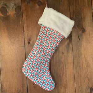 Large handcrafted Christmas stocking with faux fur and bling!